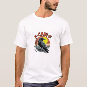 Funny Crow F-Caw-F Retro Sunset Adult Design Tri-B T-Shirt