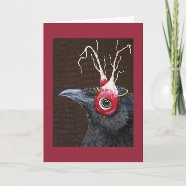Funny crow greeting card with Jemma the crow (Front)