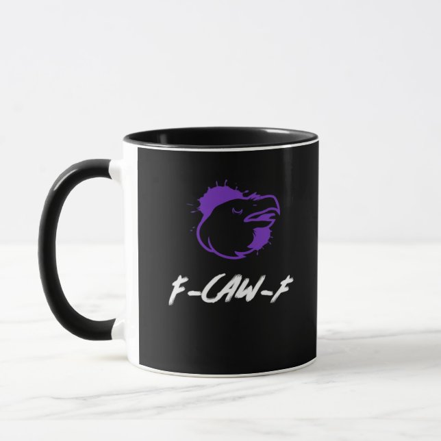 Funny Crow Logo F-Caw-F – Caws For Attention! Clas Mug (Left)