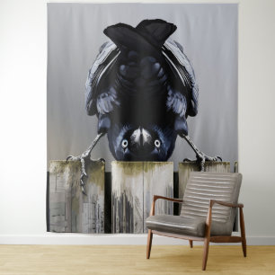 Funny Crow Wall Art – Upside-Down Bird  Tapestry
