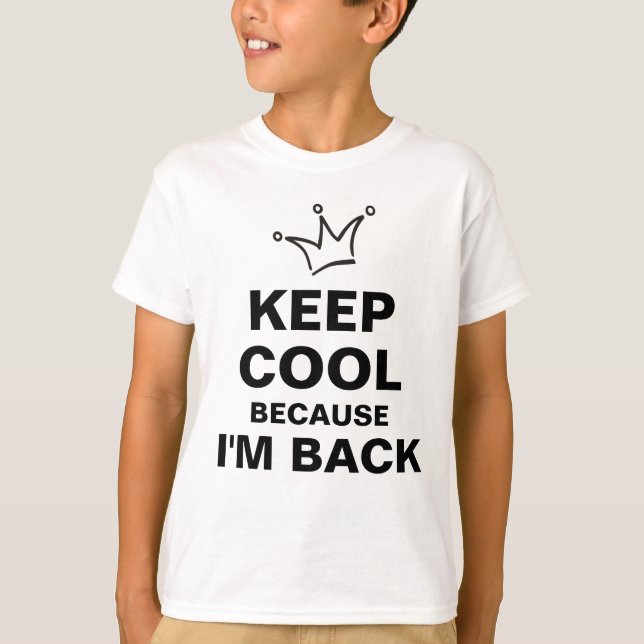 Funny Crown black & KEEP COOL + your text T-Shirt (Front)