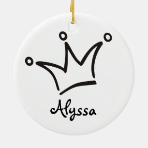 Funny Crown black + your backgr. & text Ceramic Ornament