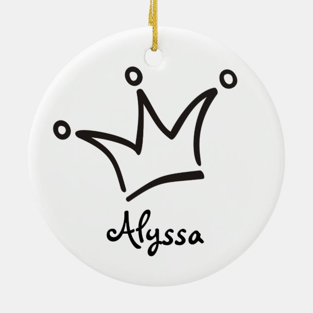 Funny Crown black + your backgr. & text Ceramic Ornament (Back)