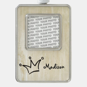 Funny Crown black + your backgr. & text Silver Plated Framed Ornament
