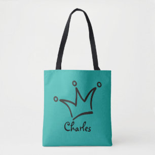 Funny Crown black + your backgr. & text Tote Bag