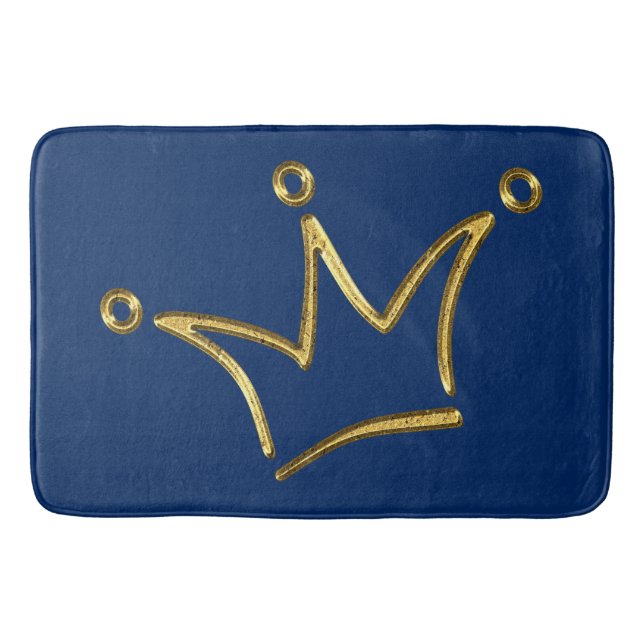 Funny Crown gold + your backgr. & text Bath Mat (Front)