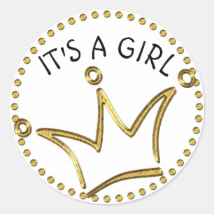 Funny Crown gold + your backgr. & text Classic Round Sticker