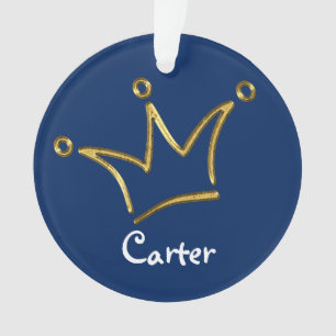 Funny Crown gold + your backgr. & text Ornament