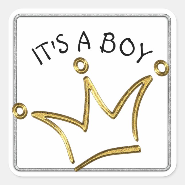 Funny Crown gold + your backgr. & text Square Sticker (Front)