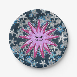 Funny Crown-of-Thorns Starfish with a smirk Paper Plate