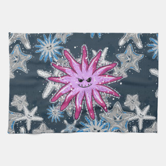 Funny Crown-of-Thorns Starfish with a smirk Tea Towel