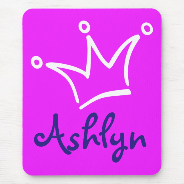 Funny Crown white + your backgr. & text Mouse Pad (Front)