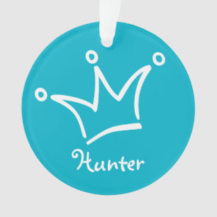 Funny Crown white + your backgr. & text Ornament