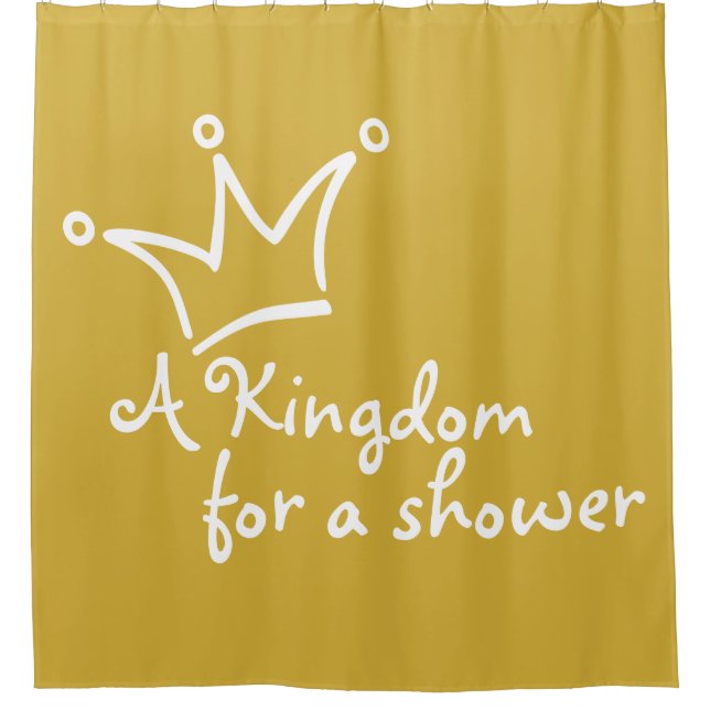 Funny Crown white + your backgr. & text Shower Curtain (Front)