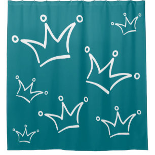 Funny Crown white + your backgr. & text Shower Curtain