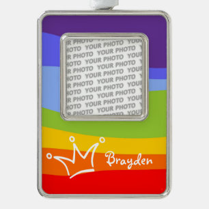 Funny Crown white + your backgr. & text Silver Plated Framed Ornament