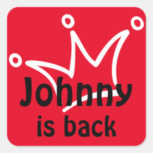 Funny Crown white + your backgr. & text Square Sticker