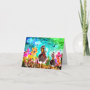 Funny Crows and Flowers Oh Crap Greeting Card