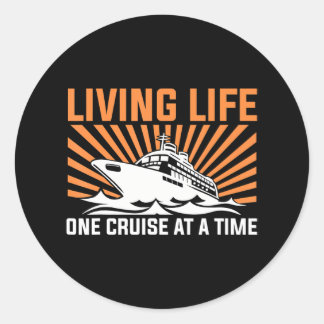 Funny Cruise Art For Couple Cruise Ship Boat Classic Round Sticker