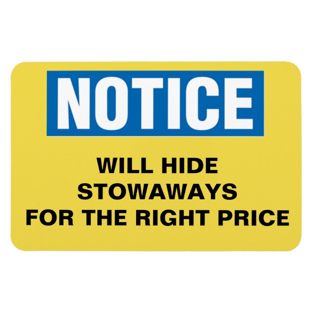 Funny Cruise Cabin Door  - Will Hide Stowaways Magnet (Horizontal)