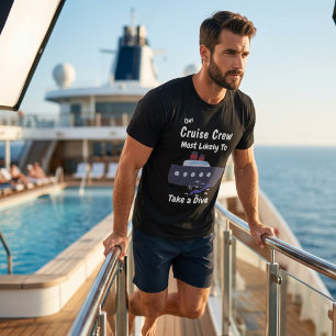 Funny Cruise Crew Dive Black Personalise T-Shirt