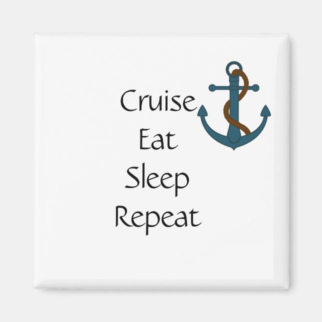 Funny Cruise Door Magnet Stateroom Eat Repeat (Front)