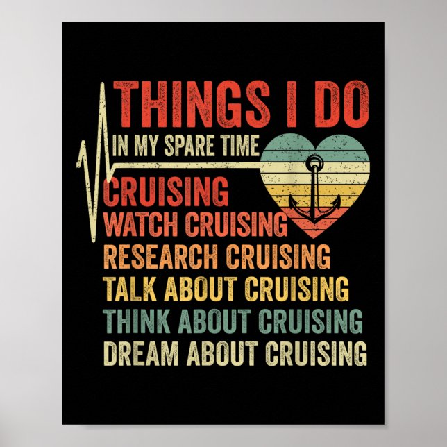 Funny Cruise Heartbeat Things I Do In My Spare Tim Poster (Front)