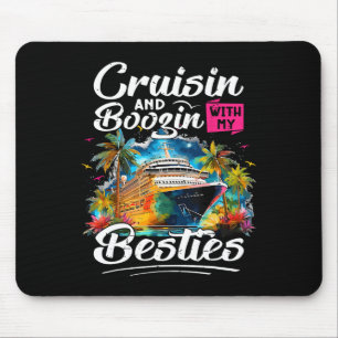 Funny Cruise Lover Vintage Cruisin And Boozin With Mouse Pad