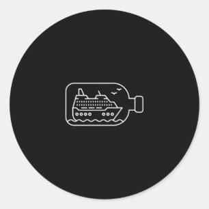 Funny Cruise Ship In A Bottle Illustration Classic Round Sticker