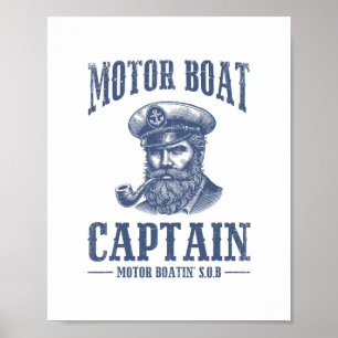 Funny Cruise Shirts For Men Motor Boat Captain Poster