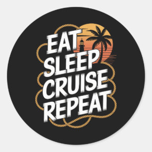Funny Cruise Vacation Ocean Lovers Nautical Tropic Classic Round Sticker