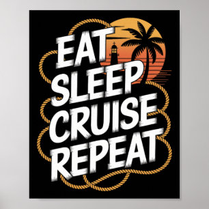 Funny Cruise Vacation Ocean Lovers Nautical Tropic Poster