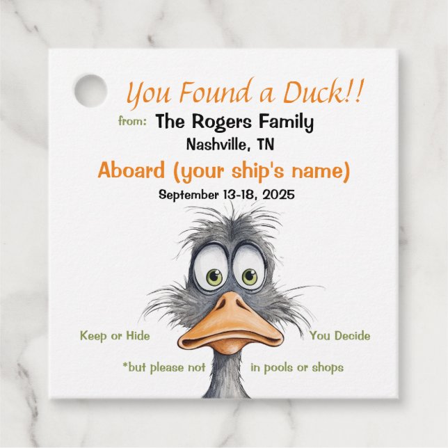Funny Cruising Duck Tags (Front)