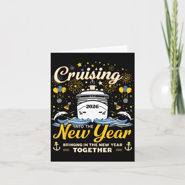 Funny Cruising Into 2026 New Year Matching Family  Card (Front)