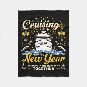 Funny Cruising Into 2026 New Year Matching Family Fleece Blanket