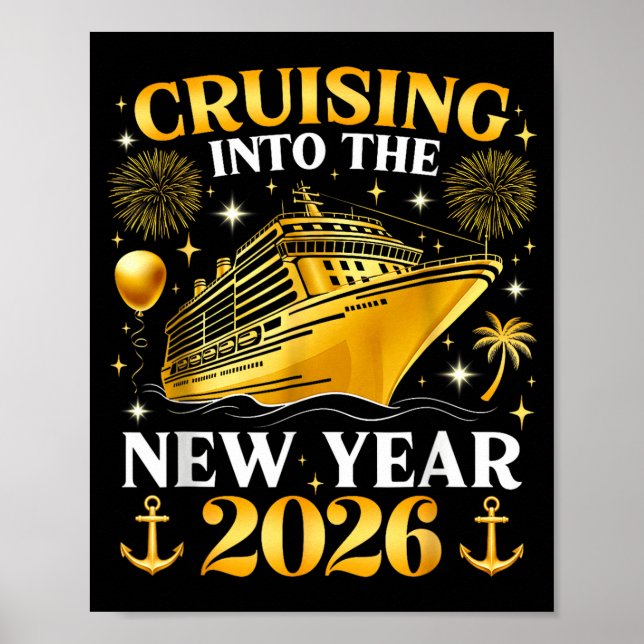 Funny Cruising Into 2026 New Year Matching Family  Poster (Front)