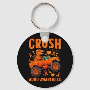 Funny Crush ADHD Awareness T-rex Monster Truck Key Ring