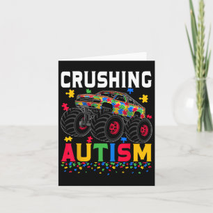 Funny Crushing Autism Awareness Monster Truck Puzz Card