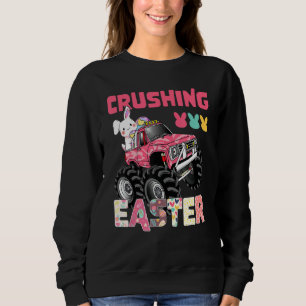 Funny Crushing Easter Cute Bunny Monstertruck Egg Sweatshirt