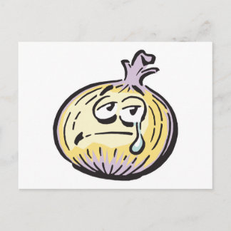 funny crying onion postcard