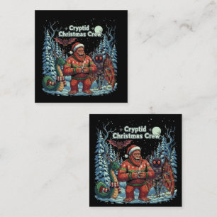 Funny Cryptid Christmas Crew Bigfoot, Mothman Square Business Card
