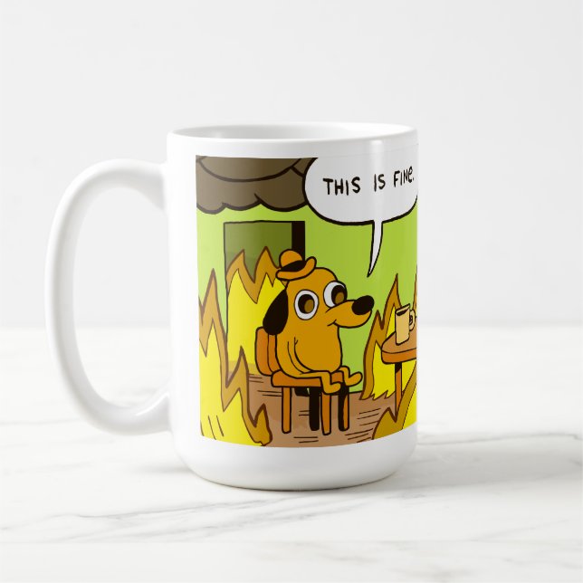 Funny crypto dog , This is fine . Coffee Mug (Left)