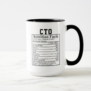 Funny CTO Nutrition Facts IT Executive Gift Mug