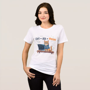 Funny Ctrl Alt Meow Cat Programmer Coder Geek Tri-Blend Shirt