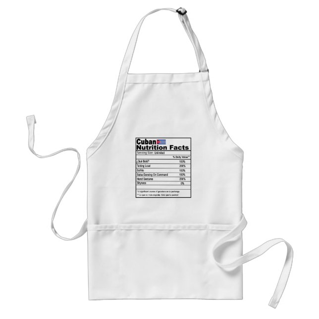 Funny Cuban Nutrition Fact Apron (Front)