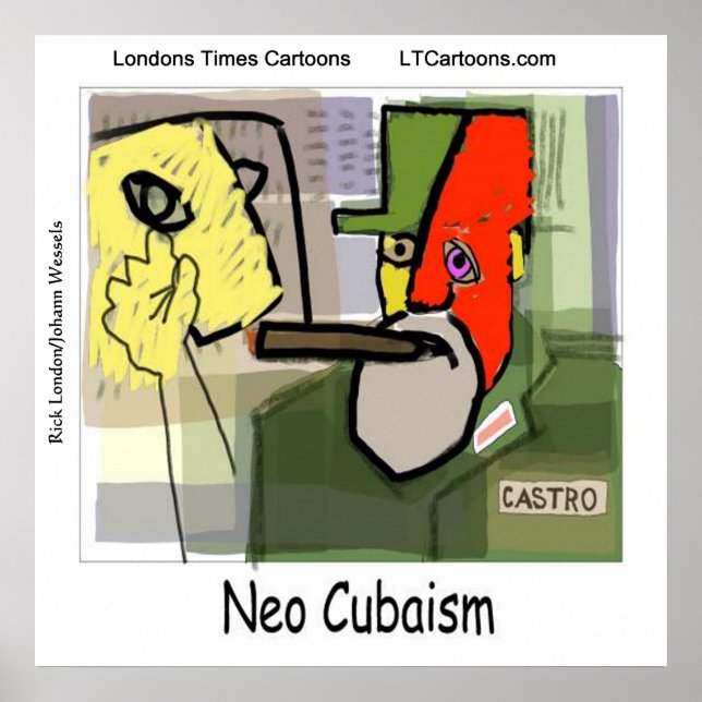 Funny Cubist Art Castro Poster (Front)