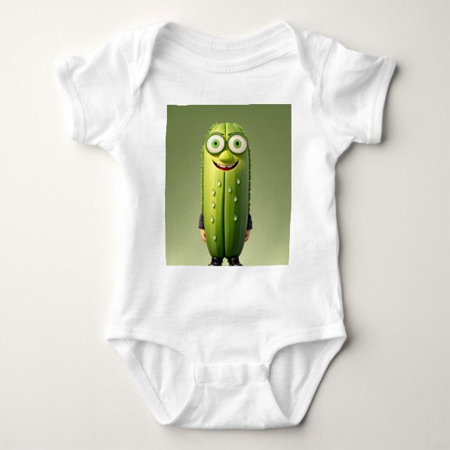 Funny cucumber character  baby bodysuit (Front)