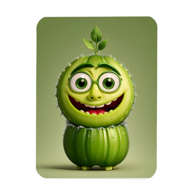 Funny cucumber character  magnet (Vertical)