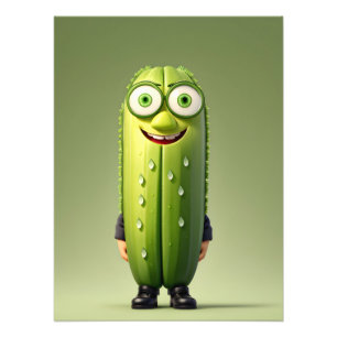 Funny cucumber character  photo print