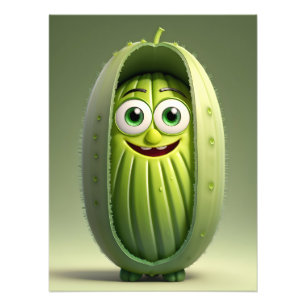 Funny cucumber character photo print